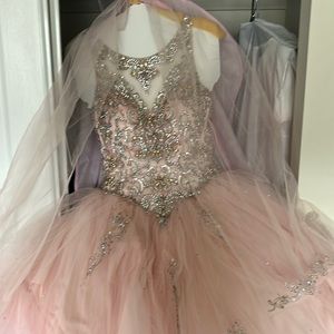 Sweet 16 dress, pink with rhinestones.